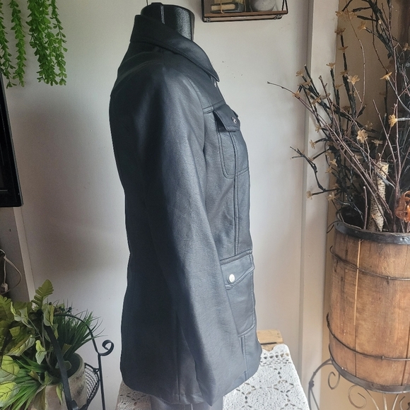 Guess Black Vegan Leather Jacket M - Picture 8 of 9